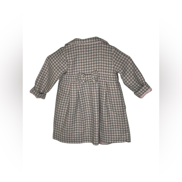 CAMILLA GIRLS BABY PINK GRAY WOOL BLEND HOUNDSTOOTH JACKET SIZE 24M - Picture 2 of 7